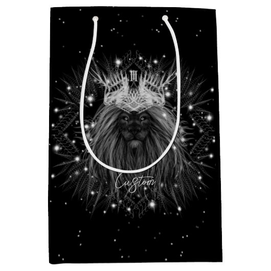 Sac Cadeau Moyen Lion d'étoile avec monogramme de couronne (Devant)