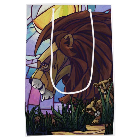 Sac Cadeau Moyen Lion et petits (Dos)