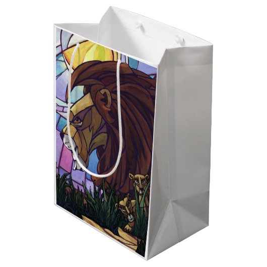 Sac Cadeau Moyen Lion et petits (Dos Angle)
