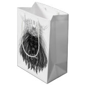 Sac Cadeau Moyen Lion noir avec couronne Antlers et monogramme (Dos Angle)