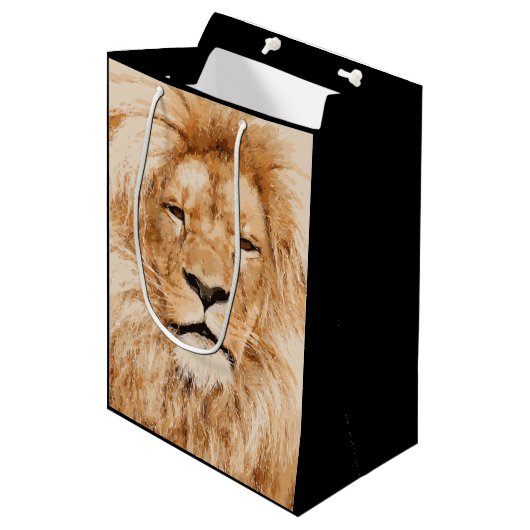 SAC CADEAU MOYEN LION PORTRAIT (Devant Angle)
