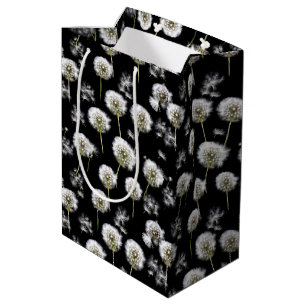 Sac Cadeau Moyen Liquide blanc Dandelion sur noir