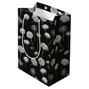 Sac Cadeau Moyen Liquide blanc Dandelion sur noir