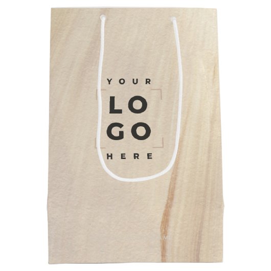Sac Cadeau Moyen Logo Abstrait naturel peint Élégant Neutre (Dos)