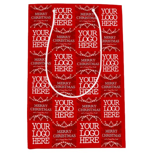 Sac Cadeau Moyen Logo D'Affaires Joyeux Noël Et Bonne Année (Devant)