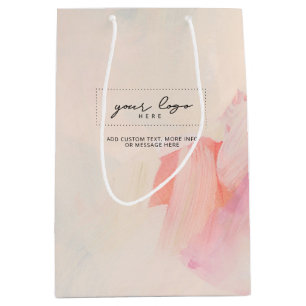 Sac Cadeau Moyen Logo de l'entreprise d'art abstrait rose et corail