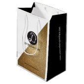 Sac Cadeau Moyen Logo de l'entreprise Noël Or (Dos Angle)