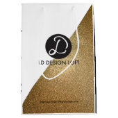 Sac Cadeau Moyen Logo de l'entreprise Noël Or (Devant)