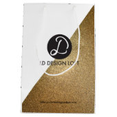 Sac Cadeau Moyen Logo de l'entreprise Noël Or (Dos)