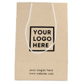 Sac Cadeau Moyen Logo de l'entreprise Rustic Kraft Modern (Dos)