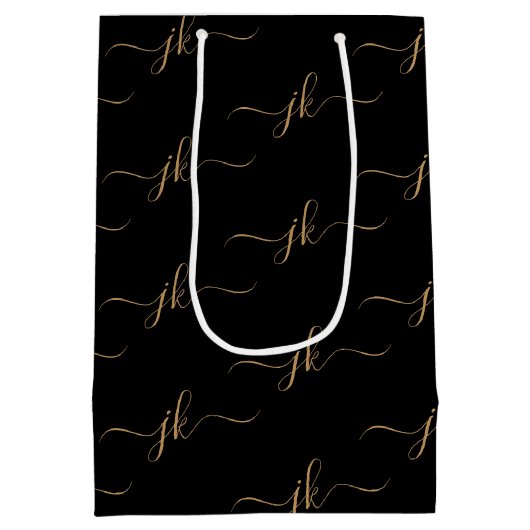 Sac Cadeau Moyen Logo de script de monogramme d'entreprise Black Go (Dos)