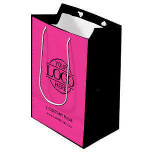 Sac Cadeau Moyen Logo de société d'entreprise corporative rose et n