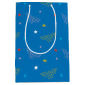 Sac Cadeau Moyen Logo de Wonder Woman et étoiles motif bleu (Devant)