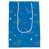 Sac Cadeau Moyen Logo de Wonder Woman et étoiles motif bleu (Dos)