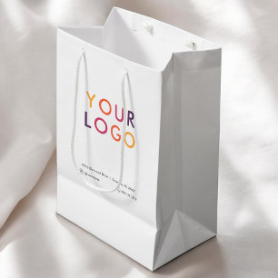 Sac Cadeau Moyen Logo d'entreprise blanc