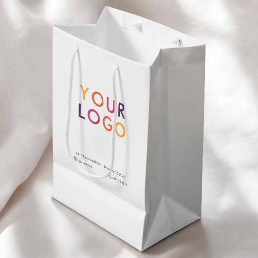 Sac Cadeau Moyen Logo d'entreprise blanc