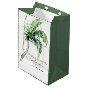Sac Cadeau Moyen Logo d'entreprise de palmier Noël vacances