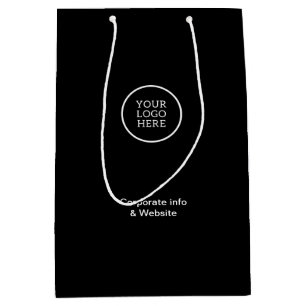 Sac Cadeau Moyen Logo d'entreprise minimaliste moderne Noir info d'