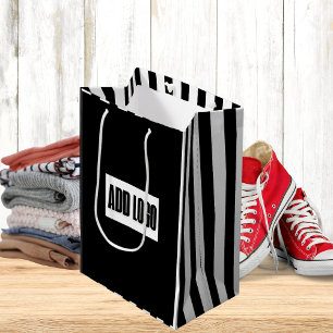 Sac Cadeau Moyen Logo d'entreprise minimaliste noir et blanc
