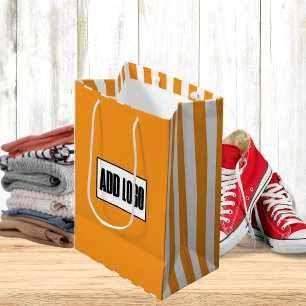 Sac Cadeau Moyen Logo D'Entreprise Moderne Minimaliste Orange Et Bl