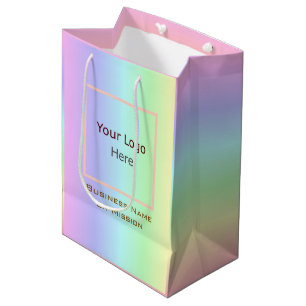 Sac Cadeau Moyen Logo d'entreprise moderne/Nom de photo Arc-en-ciel