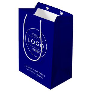 Sac Cadeau Moyen Logo d'entreprise personnalisé Moderne Bleu Nuit I