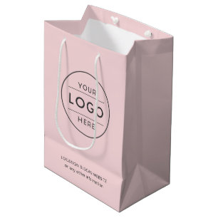 Sac Cadeau Moyen Logo d'entreprise personnalisé Moderne Rose pâle C