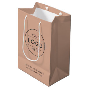 Sac Cadeau Moyen Logo d'entreprise personnalisé Moderne Rose Poussi