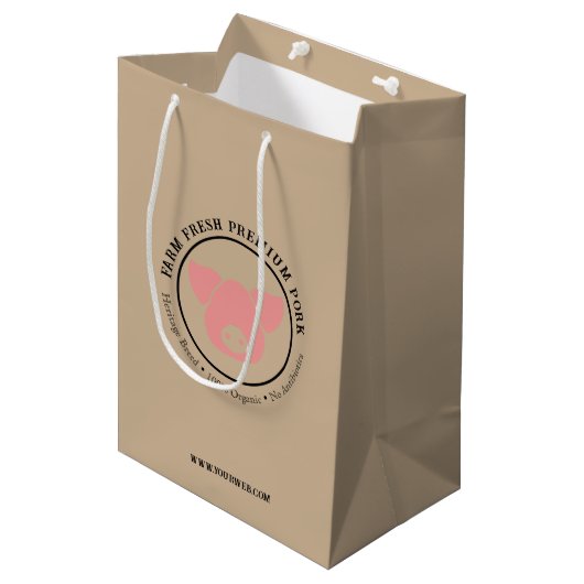 Sac Cadeau Moyen Logo d'entreprise sur mesure pour la ferme Fresh P (Devant Angle)