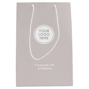 Sac Cadeau Moyen Logo Entreprise   Société Grey Minimaliste