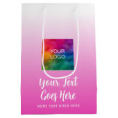 Sac Cadeau Moyen Logo Ici Pink Custom Modèle Typographie Script (Dos)
