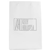Sac Cadeau Moyen Logo Moderne Grey Initiales & Nom (Devant)