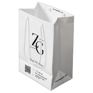 Sac Cadeau Moyen Logo personnalisé élégant Code QR Blanc commerci