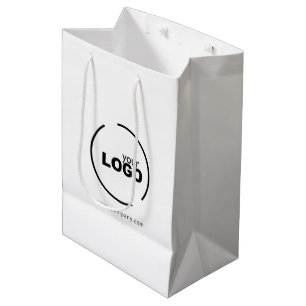 Sac Cadeau Moyen Logo Professionnel Moderne Entreprise Blanc