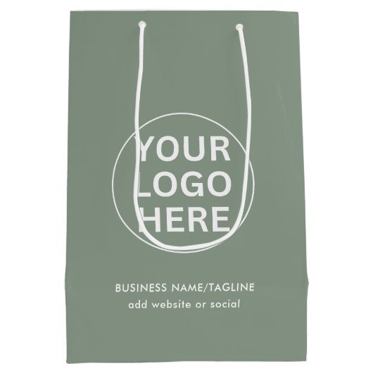 Sac Cadeau Moyen Logo Sage Green L Promotionnels Entreprise Marquée (Dos)