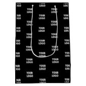 Sac Cadeau Moyen Logo simple à répéter | Noir (Dos)