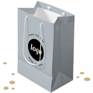 Sac Cadeau Moyen Logo Simple Avec Bleu Entreprise Texte