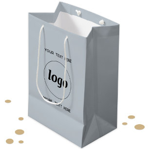 Sac Cadeau Moyen Logo Simple Avec Bleu Entreprise Texte