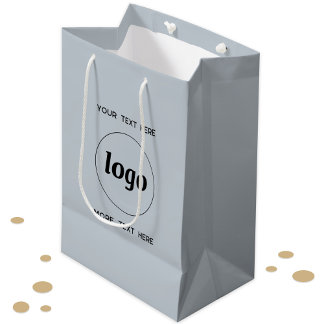 Sac Cadeau Moyen Logo Simple Avec Bleu Entreprise Texte