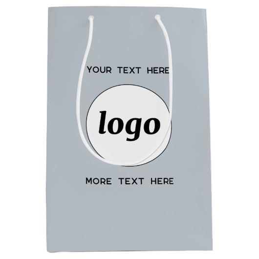 Sac Cadeau Moyen Logo Simple Avec Bleu Entreprise Texte (Devant)