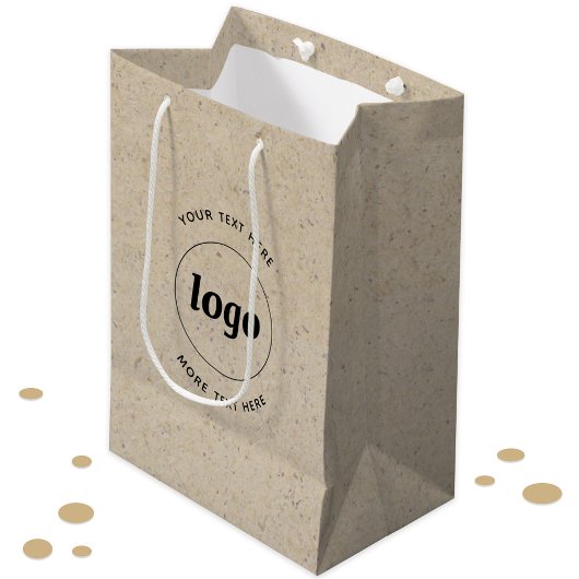 Sac Cadeau Moyen Logo Simple Avec Papier Brown Entreprise Texte