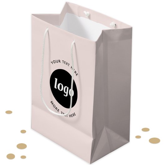 Sac Cadeau Moyen Logo Simple Avec Texte Business Blush Pink
