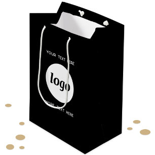Sac Cadeau Moyen Logo simple Texte Marque commerciale Noir