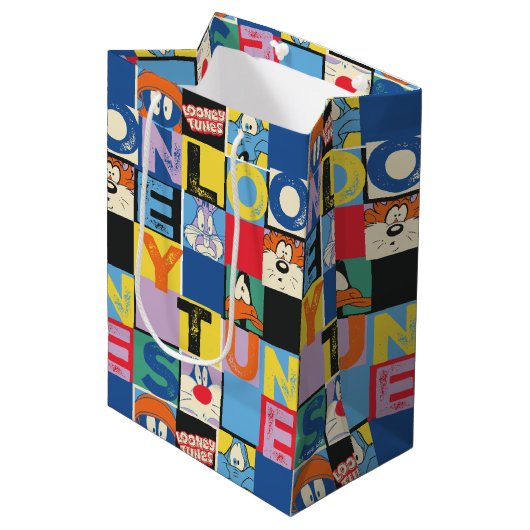 Sac Cadeau Moyen LOONEY TUNES™ Character Checker Blocks (Devant Angle)