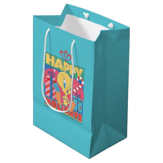 Sac Cadeau Moyen LOONEY TUNES™ | TWEETY™ Joyeuses fêtes (Devant Angle)