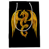 Sac Cadeau Moyen L'or et le dragon mythique noir (Devant)