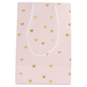 Sac Cadeau Moyen L'or rougissent de petits coeurs roses (Dos)