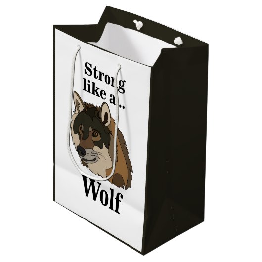 Sac Cadeau Moyen Loup gris (Devant Angle)