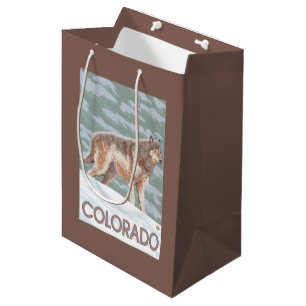 Sac Cadeau Moyen Loup gris StandingColorado