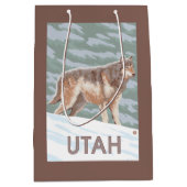 Sac Cadeau Moyen Loup gris StandingUtah (Devant)